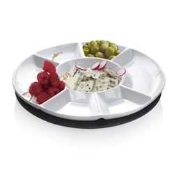 Modern House Tapas snurr bricka Porslin med trä underdel 38 cm.
