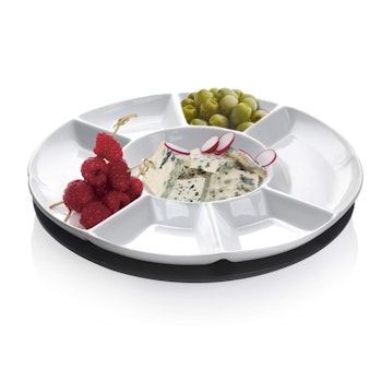 Modern House Tapas snurr bricka Porslin med trä underdel 38 cm.