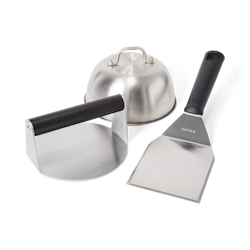 Satake Smash Burger Set 3 delar Stål Smash Stekspade Cloche