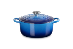 Le Creuset Stek gryta Signature 24 cm, 4,2 liter rund. Azure blå Emaljerat gjutjärn.