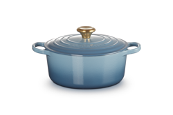 Le Creuset Stek gryta Signature 24 cm, 4,2 liter rund. Chambray blå Emaljerat gjutjärn.