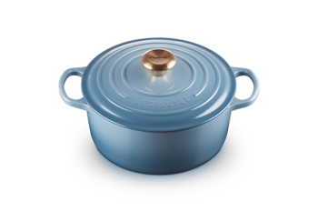 Le Creuset Stek gryta Signature 24 cm, 4,2 liter rund. Chambray blå Emaljerat gjutjärn.