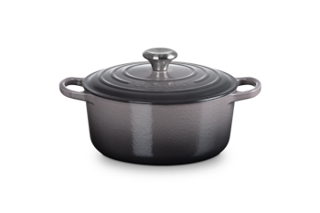 Le Creuset Stek gryta Signature 24 cm, 4,2 liter rund. Flint grå Emaljerat gjutjärn.