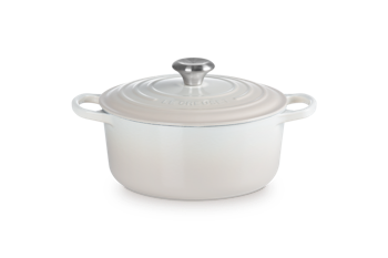 Le Creuset Stek gryta Signature 24 cm, 4,2 liter rund. Meringue vit Emaljerat gjutjärn.