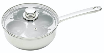 Kitchen Craft Ägg pocherare panna med glaslock. 22 cm 2 liter Rostfri. För 4 ägg