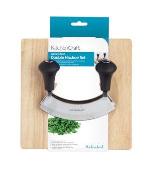 Kitchen Craft Ört vagga hacka dubbel kniv med skärbräda.