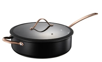 Modern House Stek traktör panna Black Copper med lock 28 cm PFAS-fri keramisk non stick beläggning
