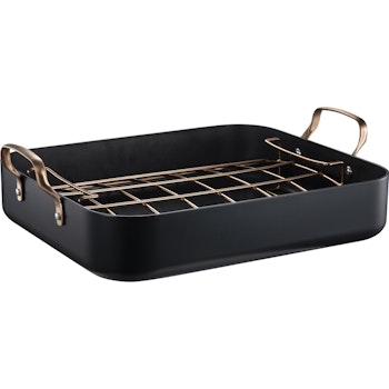 Modern House Ugnsform Black Copper 39x32x7,5 cm med galler. PFAS-fri keramisk non stick beläggning