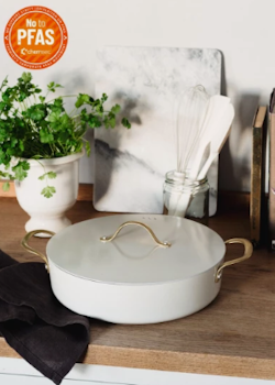 Heirol Stek traktör panna gryta 28 cm med lock Royal Pearl PFAS-fri keramisk non stick beläggning