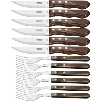 Tramontina Grillbestick JUMBO 12 delar Polywood Churrasco. Brun, rostfritt