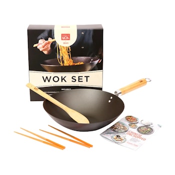 School of Wok Set 30cm Kolstål, instekt. 5 delar