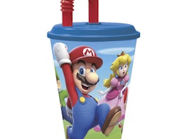 Super Mario Plastmugg med lock & sugrör
