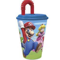 Super Mario Plastmugg med lock & sugrör