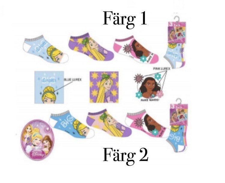 Disney Prinsess 3-pack Ankelstrumpor från Smallstars.se