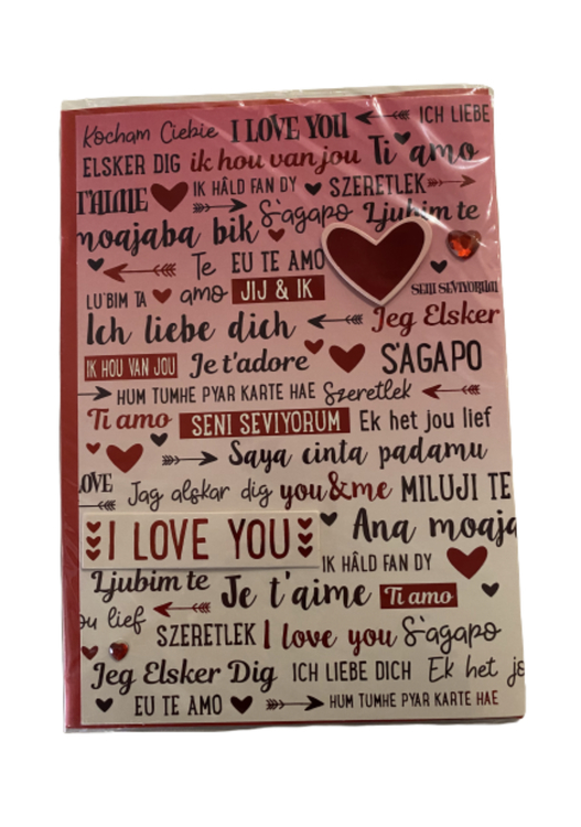 Gratulationskort "I LOVE YOU" Stort kort med kuvert