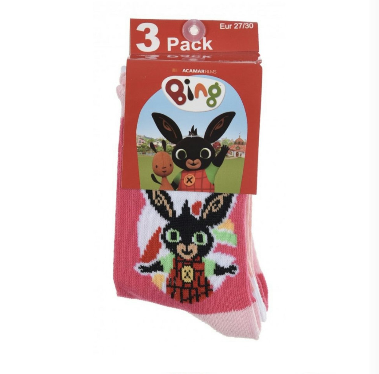 Bing 3-pack strumpor rosa/vit/aprikos mix