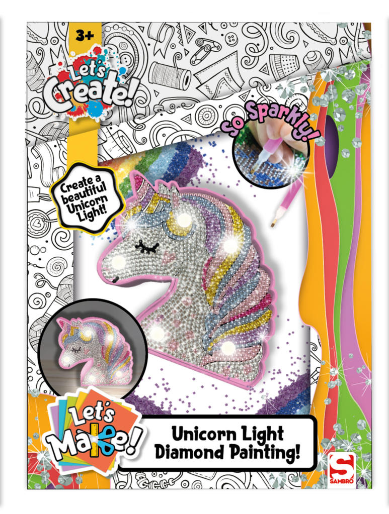 Unicorn diamantpyssel lampa från Smallstars.se