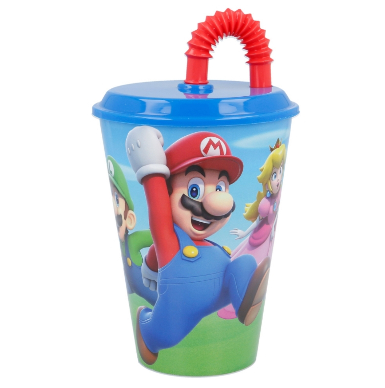 Super Mario plastmugg med sugrör och lock