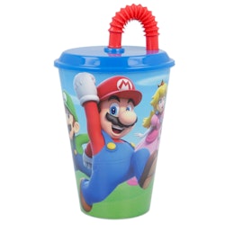 Super Mario plastmugg med sugrör och lock