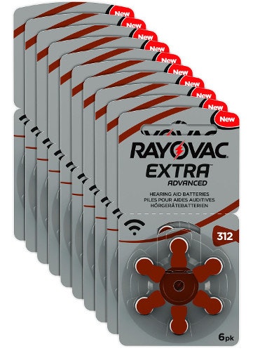 Hörapparatsbatterier Rayovac 312 BRUN, 6-pack 10 st