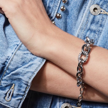 Ridge chunky armband silver