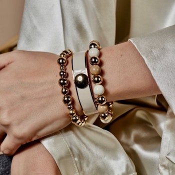 Capri armband large ivory/guld