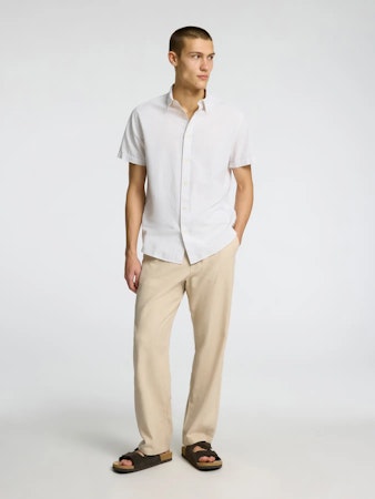 Brody bomull/linnebyxor beige