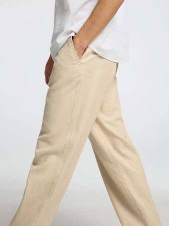 Brody bomull/linnebyxor beige