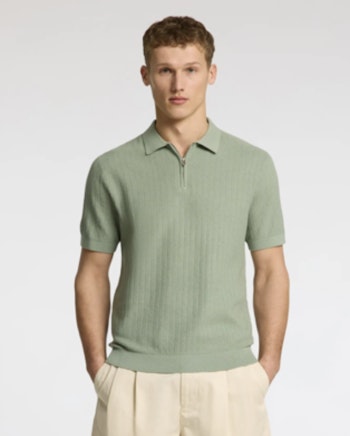 Cane stickad piké half zip grön