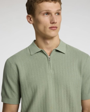 Cane stickad piké half zip grön