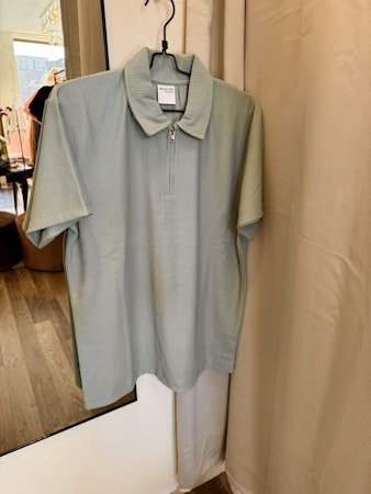 Plisse piké half zip iceberg green