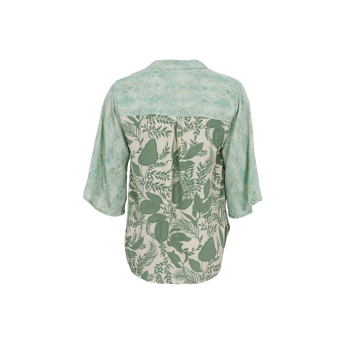 Luna flared blus floral green mix