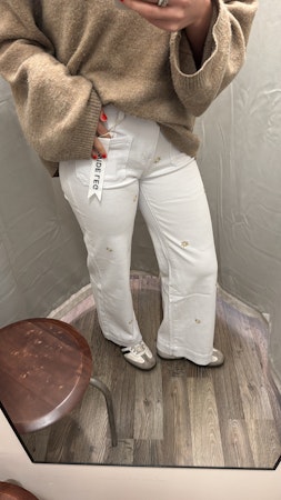 Jeans blombrodyr vit