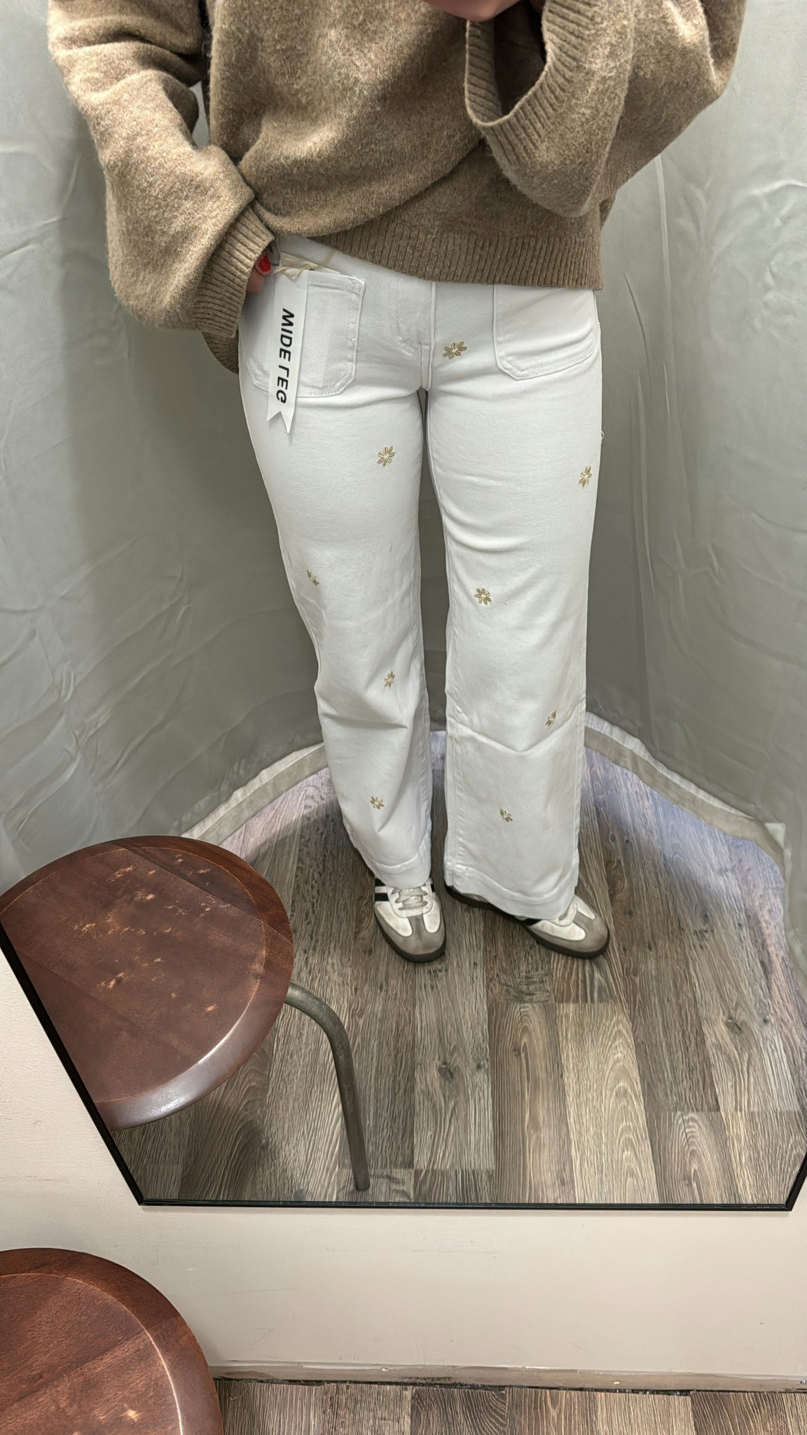 Jeans blombrodyr vit