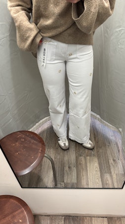 Jeans blombrodyr vit