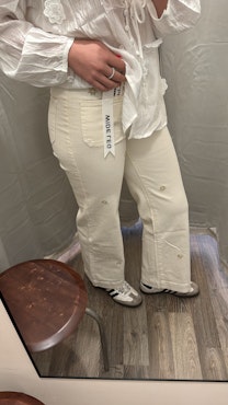Jeans blombrodyr sand