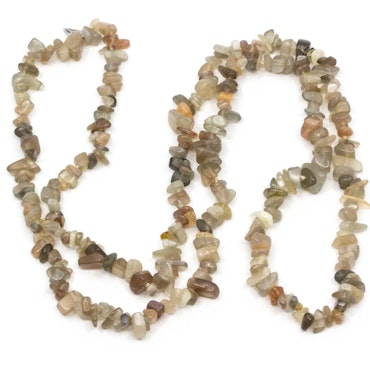Natural gem halsband grå