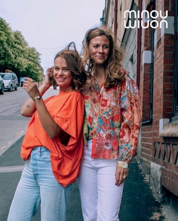 Blus blommig orange/multi