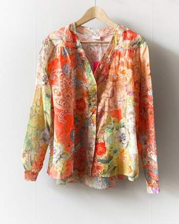 Blus blommig orange/multi