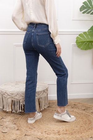 Folyrose jeans flare mörkblå Q