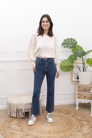 Folyrose jeans flare mörkblå Q