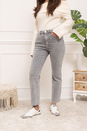 Folyrose jeans flare grå