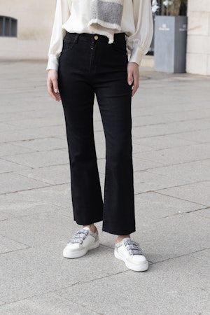 Folyrose jeans flare svart