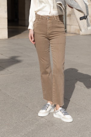 Folyrose jeans flare mörk beige
