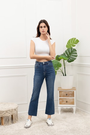 Folyrose jeans flare mörkblå Q