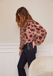 Vibse ruffle blus vinröd