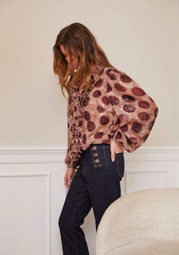 Vibse ruffle blus vinröd