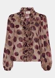 Vibse ruffle blus vinröd