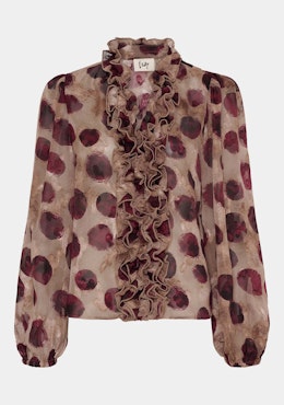Vibse ruffle blus vinröd