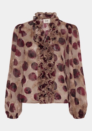 Vibse ruffle blus vinröd